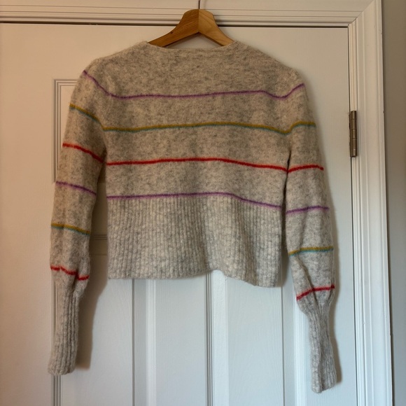 Anthropologie Charli Alpaca Wool Angie Grey Striped Sweater Cozy Boho Soft XS - Picture 8 of 9